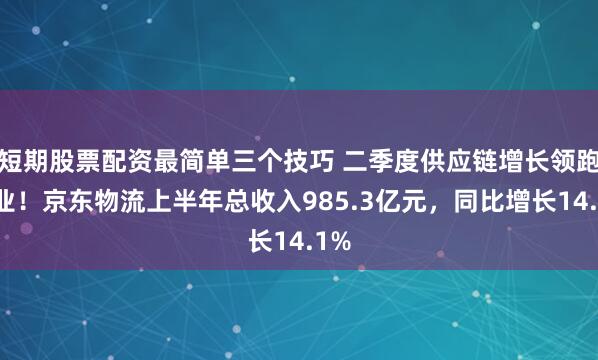 短期股票配资最简单三个技巧 二季度供应链增长领跑行业!京东物流上半年总收入985.3亿元,同比增长14.1%